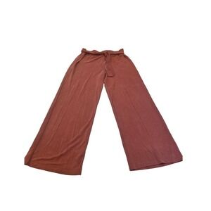 Wide Leg Tie Waist Pants Lounge Casual Comfy Flowy Women's Medium Brown